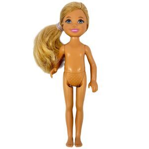Barbie Club Chelsea Doll Nude Long Blonde Hair & Blue Eyes Mattel 2010